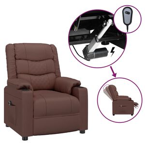 vidaXL Fotoliu rabatabil electric, maro, piele ecologică