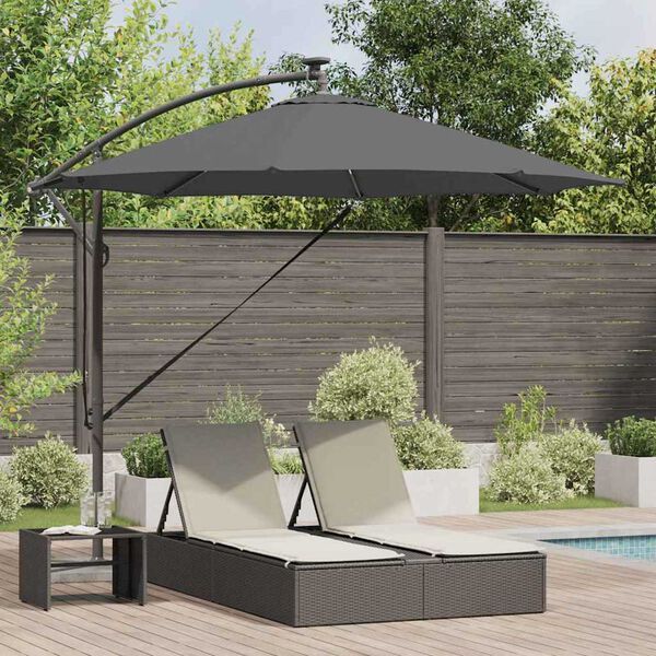 vidaXL Parasol banana cu brațe Antracit 294 x 294 x 248 cm