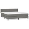 vidaXL Pat continental cu saltea, gri &icirc;nchis, 160x200 cm, țesătură