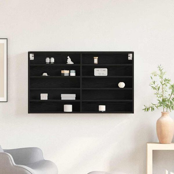 vidaXL Dulap de Expunere Stejar Negru 100 x 15 x 58 cm Lemn compozit