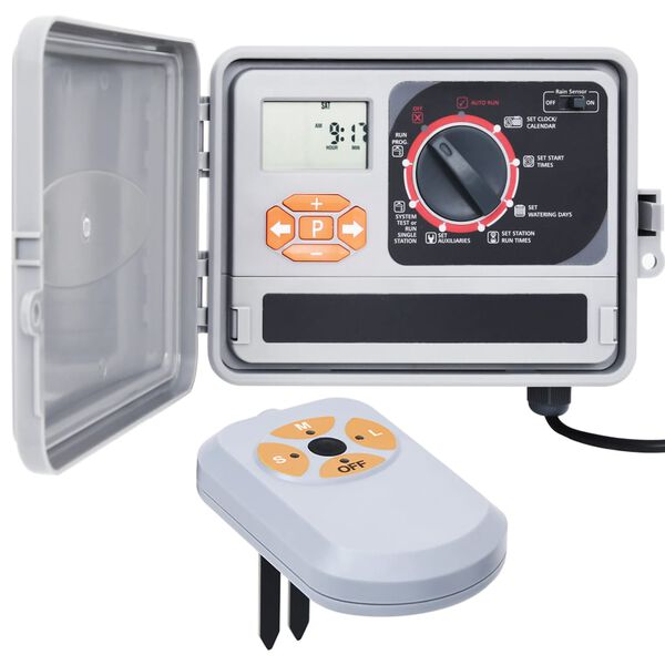 vidaXL Programator de irigații pentru grădină, cu senzor de umiditate