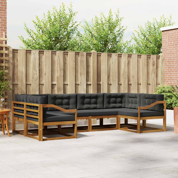 vidaXL Set de canapele de exterior cu pernă 6 pcs Natural și Antracit