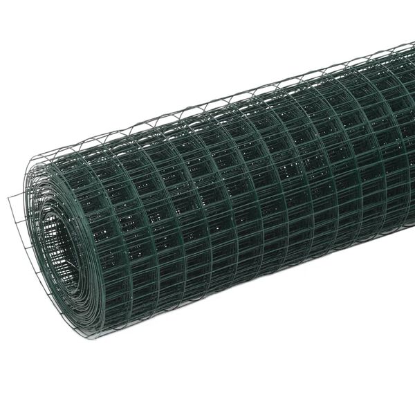 vidaXL Plasă de sârmă găini, verde, 10 x 0,5 m, oțel cu înveliș PVC
