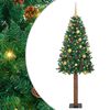vidaXL Brad de Crăciun subțire Verde 180 cm PVC și lemn de PIN masiv