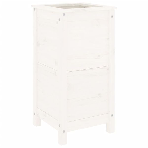 vidaXL Jardinieră de grădină, alb, 40x40x78 cm, lemn masiv de pin