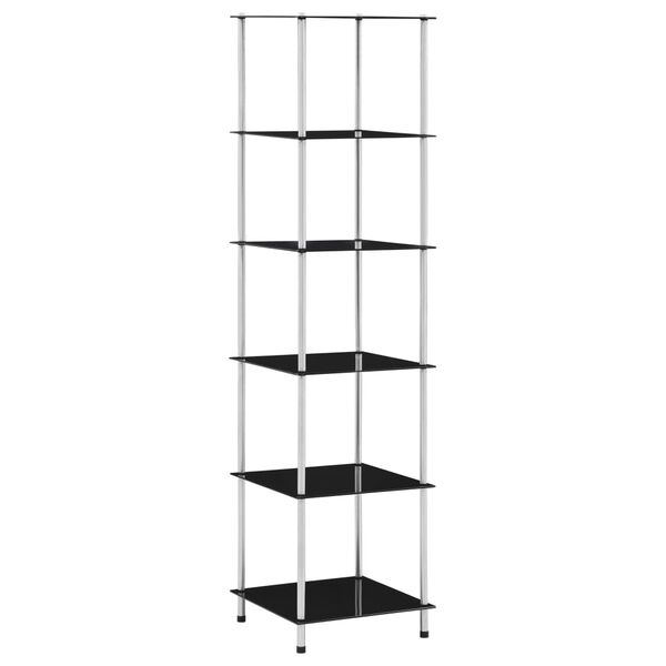 vidaXL Raft cu 6 niveluri, negru, 40 x 40 x 160 cm, sticlă securizată