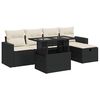 vidaXL Set mobilier de grădină cu perne, 6 piese, negru, poliratan