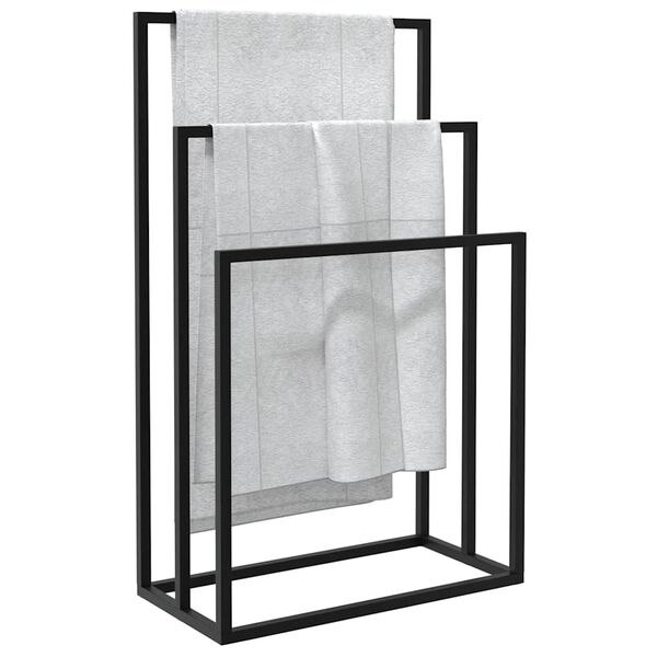 vidaXL Suport de prosoape autonom, negru, 48x24x79 cm, fier