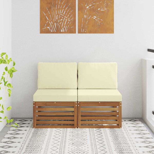 vidaXL 2 Bucată Canapea Medie pentru Exterior Lemn Solid de Acacia