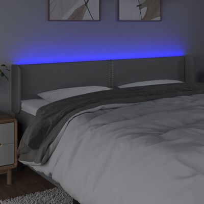 vidaXL Tăblie de pat cu LED, gri deschis, 183x16x78/88 cm, textil