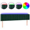 vidaXL Tăblie de pat cu LED, verde &icirc;nchis, 183x16x78/88 cm, catifea