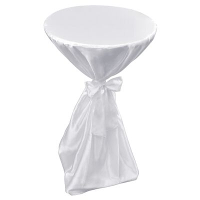 Husă de masă albă, 80 cm, cu fundă, 2 buc