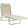 vidaXL Șezlonguri pliante, 2 buc., crem, textilenă și oțel
