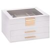 vidaXL Cutie de bijuterii 3 straturi alb 23x20,5x14 cm
