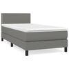 vidaXL Pat box spring cu saltea, gri &icirc;nchis, 90x200 cm, textil