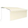 vidaXL Copertină retractabilă manual cu stor&LED, crem, 3x2,5 m