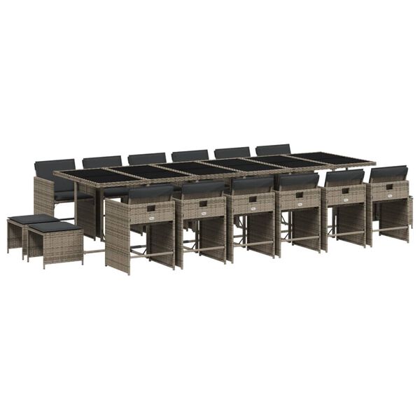 vidaXL Set mobilier de grădină cu perne, 17 piese, gri, poliratan