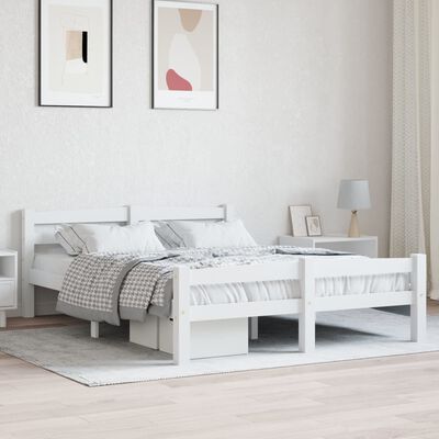 vidaXL Cadru de pat, alb, 140x200 cm, lemn de pin masiv