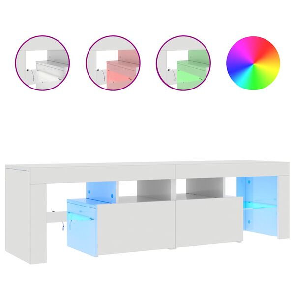 vidaXL Comodă TV cu lumini LED, negru extralucios, 140x36,5x40 cm