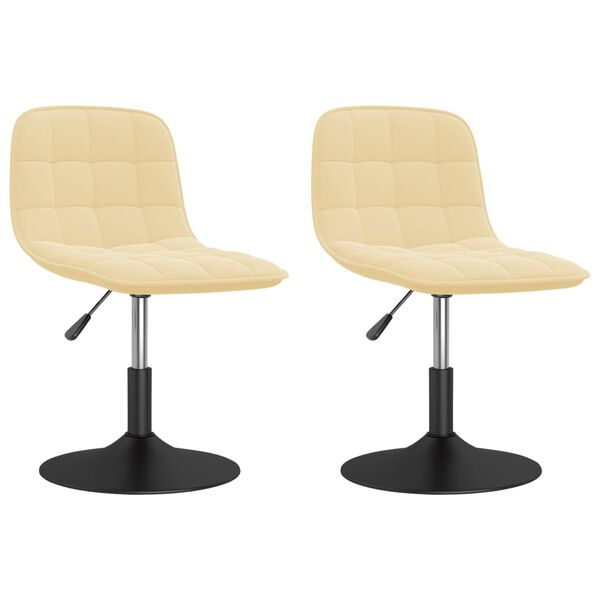 vidaXL Scaune de bucătărie pivotante, 2 buc., crem, catifea