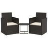 vidaXL Set mobilier de exterior cu perne, 3 piese, negru, poliratan