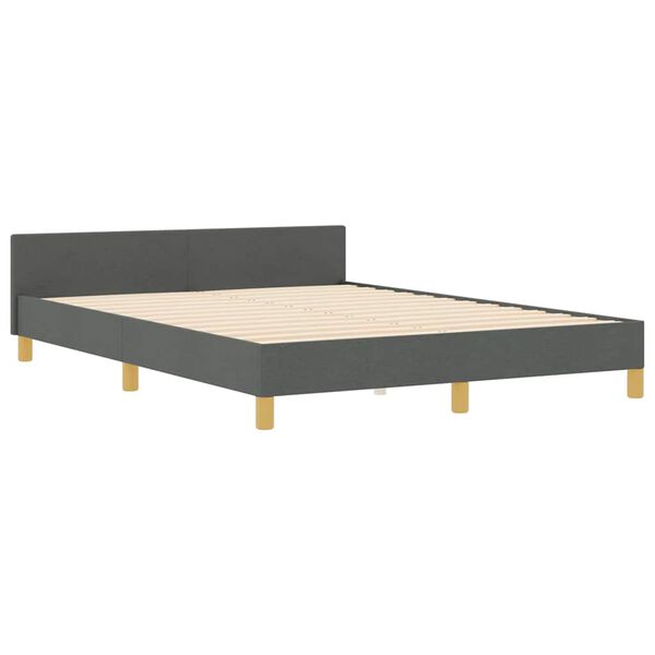 vidaXL Cadru de pat cu headboard Gri &icirc;nchis 160 x 200 cm țesătură