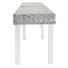 vidaXL Bancă alb 160x35x45 cm, ratan kubu natural și lemn masiv mahon