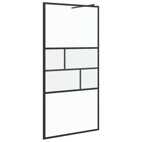 vidaXL Zid de duș walk-in Negru 80 x 195 x 0.5 cm Sticlă și Aluminiu