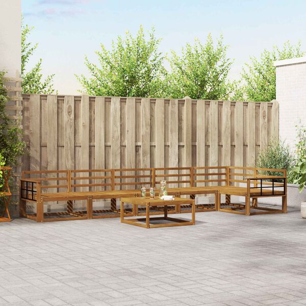vidaXL Set de canapele de exterior 7 pcs natural Lemn Solid de Acacia