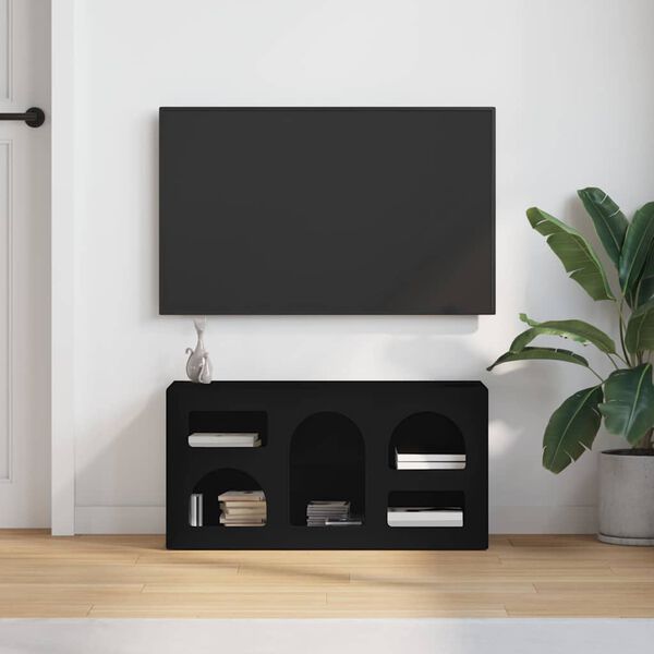 vidaXL Cabinet TV Negru 80 x 35 x 40 cm Lemn compozit