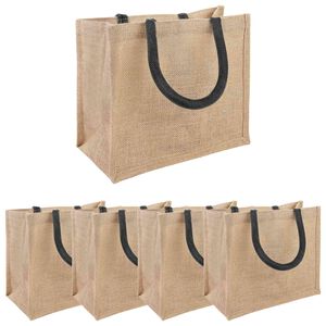 vidaXL Geantă de iută 5 Natural și Negru 26 x 22 x 14 cm