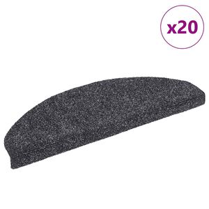 vidaXL Covorașe autoadezive pentru scări, 20 buc., 65x21x4 cm, gri &icirc;nchis, semirotunde, mari