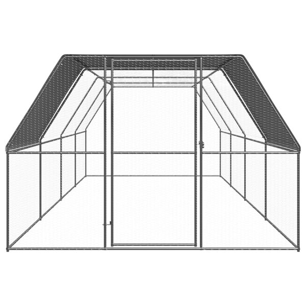 vidaXL Coteț de păsări pentru exterior, 3x8x2 m, oțel zincat