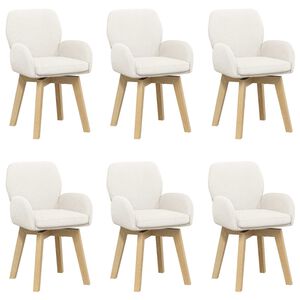 vidaXL Scaune de dining rotative 6 buc. Boucl&eacute; Crem 54 x 58 x 87 cm