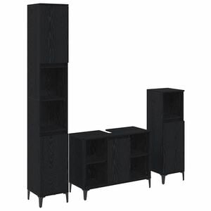 vidaXL Set de mobilier pentru baie 3 buc. Stejar negru