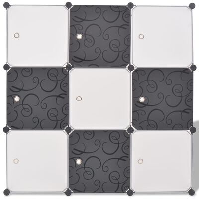 vidaXL Dulap de depozitare tip cub, cu 9 compartimente, negru și alb