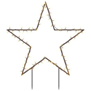 vidaXL Decorațiune stea cu lumini de Crăciun cu țăruși, 80 LED, 60 cm
