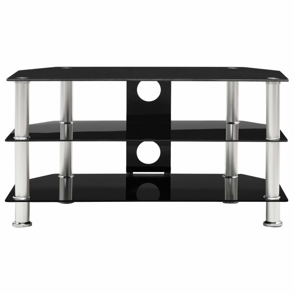 vidaXL Comodă TV, negru, 75 x 40 x 40 cm, sticlă securizată