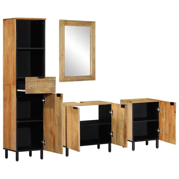 vidaXL Set de mobilier de baie 4 piese din lemn masiv de mango maro