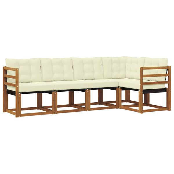 vidaXL Set de canapele de exterior cu pernă 5 pcs Natural și Negru