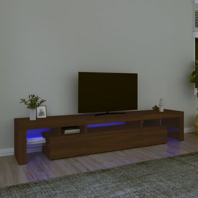 vidaXL Comodă TV cu lumini LED, stejar maro, 215x36,5x40 cm
