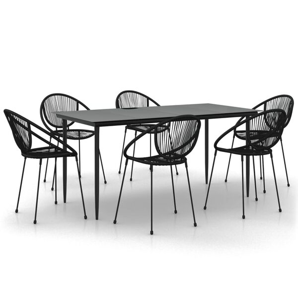 vidaXL Set mobilier de grădină, 7 piese, negru, ratan PVC