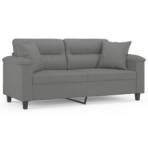 vidaXL Canapea cu 2 locuri, cu perne, gri, 140 cm, microfibră