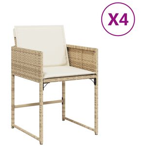 vidaXL Scaune de grădină cu perne, 4 buc., bej, poliratan