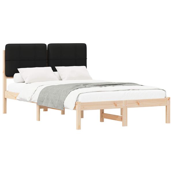 vidaXL Cadru de pat cu tăblie tapițată cu headboard Negru 120 x 200 cm