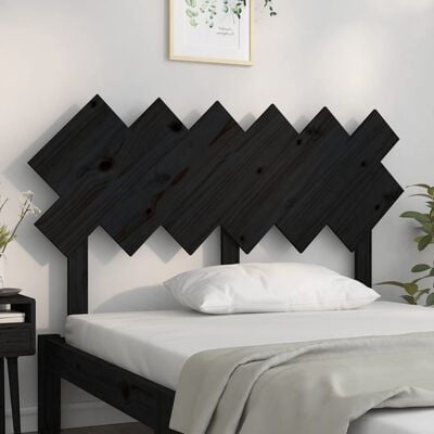 vidaXL Tăblie de pat, negru, 132x3x81 cm, lemn masiv de pin