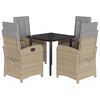 vidaXL Set mobilier pentru grădină, 5 piese, cu perne, bej, poliratan