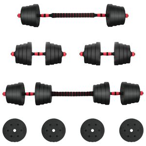 vidaXL Set de Haltere 2 &icirc;n 1 40kg Negru și roșu