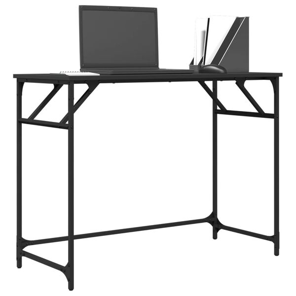 vidaXL Birou negru 100x45x76cm lemn compozit/oțel vopsit electrostatic