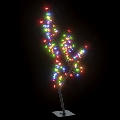 vidaXL Pom Crăciun, 128 LED-uri lumină colorată, flori de cireș, 120cm